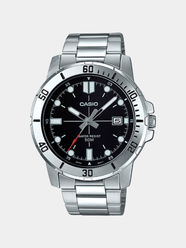 Casio Watch for Men MTP-VD01D-1EVUDF Analog Stainless Steel Band silver & Black