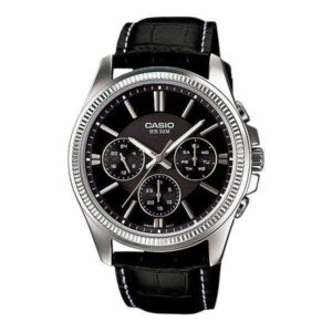 Casio Mtp1381l-1a Men's Classic Leather Band 50m Day Date Black Dial Watch