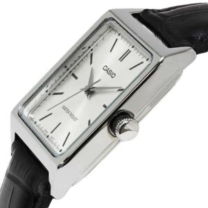 Casio Mtp-v007l-7e1 Men's Rectangular Leather Strap Silver Dial Dress Watch