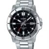 Casio Men's Silver Tone Stainless Steel Black Dial Analog Watch MTP-VD01D-1BVUDF