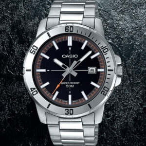 Casio MTP-VD01D-1E2V Men's Black Analog Watch Steel Band Date Indicator New