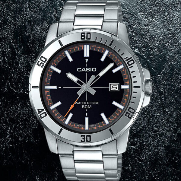Casio MTP-VD01D-1E2V Men's Black Analog Watch Steel Band Date Indicator New