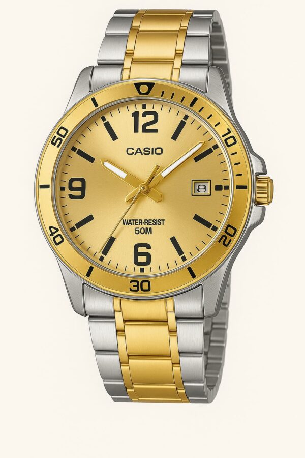Casio MTP-VD01SG-9B Enticer Series Two-tone Standard Analog Men's Watch